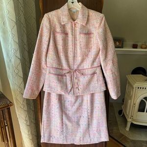 CAbi Pink Tweed Mini Dress Set